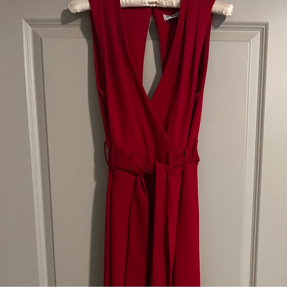 💃🏻 Red Holiday Dress Jumpsuit | Size 6 | High Slit | Wide Leg | Romper